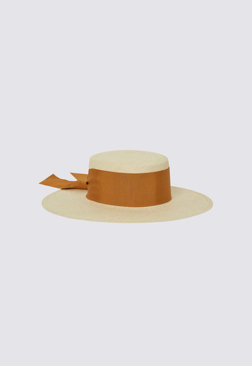 Jac+Jack Rae Straw Boater Hat - Natural/Gold